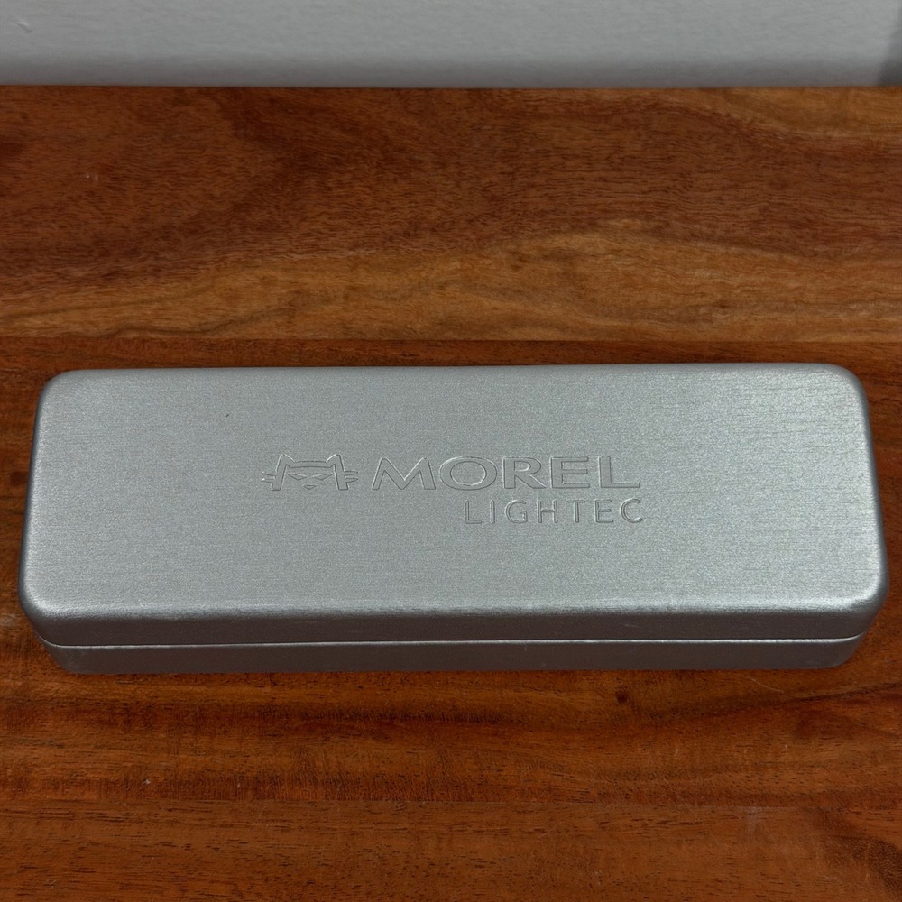 Morel Lightec Silver Metallic Hard Shell Eyewear Case with Cleaning Cloth